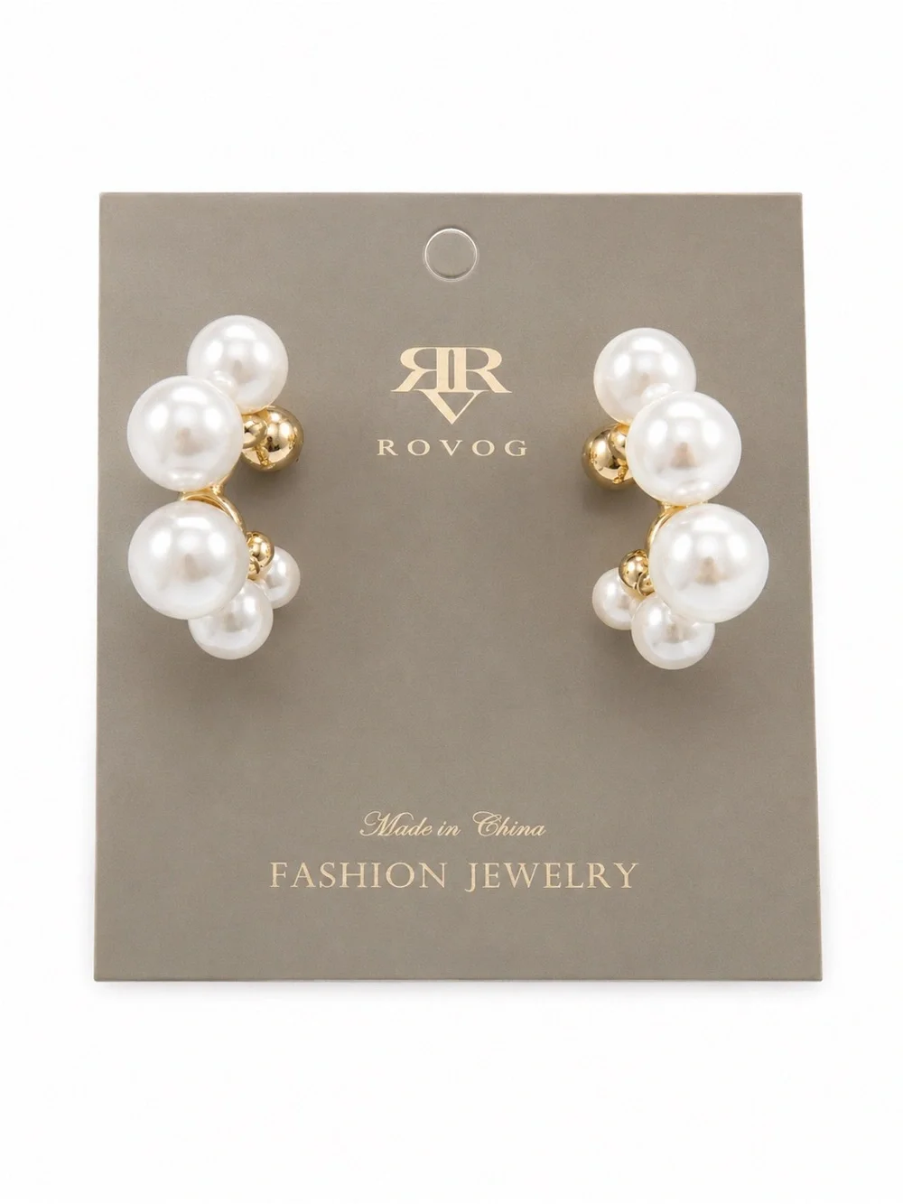 Lightweight Faux‎ Pearl Hoop Earrings Gold Tone Acrylic Pearl Statement NWT.